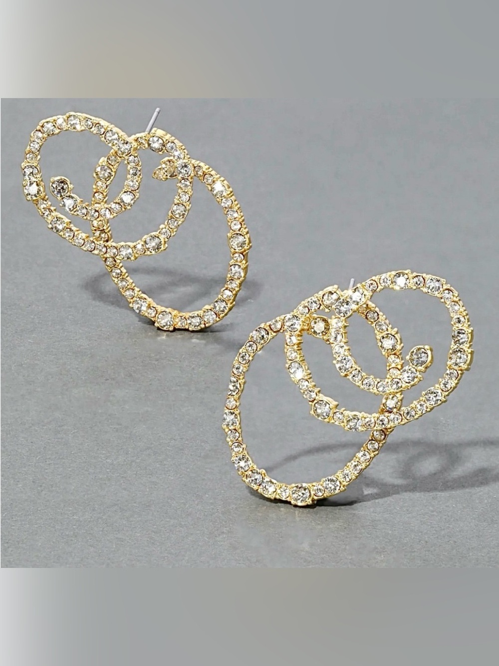 Alexis Bittar Gold Crystal Double Loop Earrings